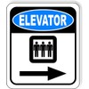 ELEVATOR RIGHT ARROW Aluminum Composite Outdoor Sign 8.5" x10"