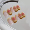 Short Press on Nails Almond Flower Fake Nails with Designs
