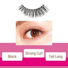 DUP False Eyelashes Lashever Volume Series, Japanese Natural Looking Fake Eyelashes A Day Long Lasting Wear, Reusable Strip, Comfortable Fit, 2 Pairs, Volume 303 Black
