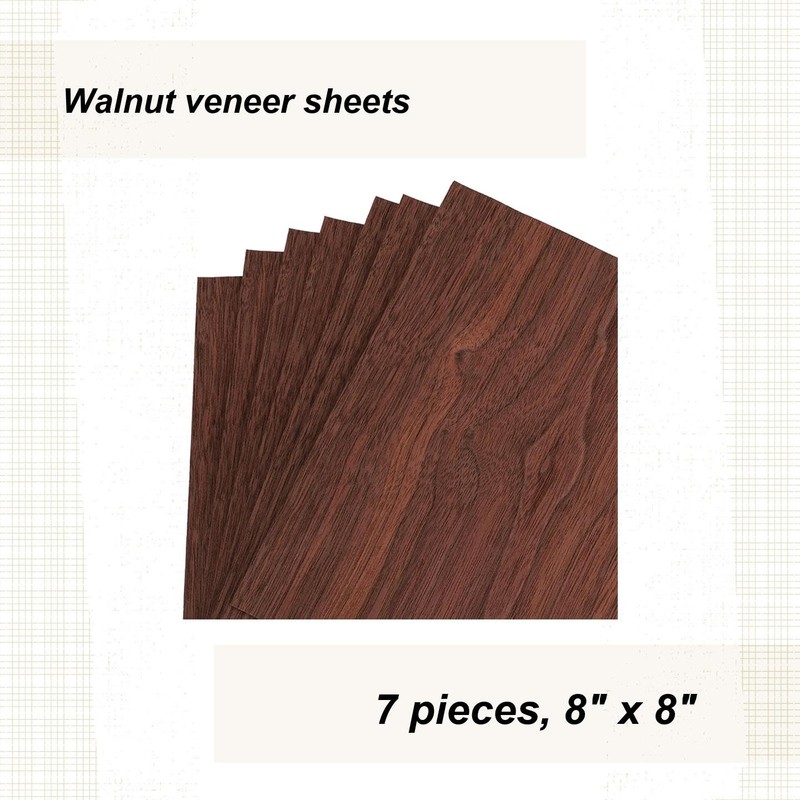 Walnut Veneer 8" X 8", 7-Piece