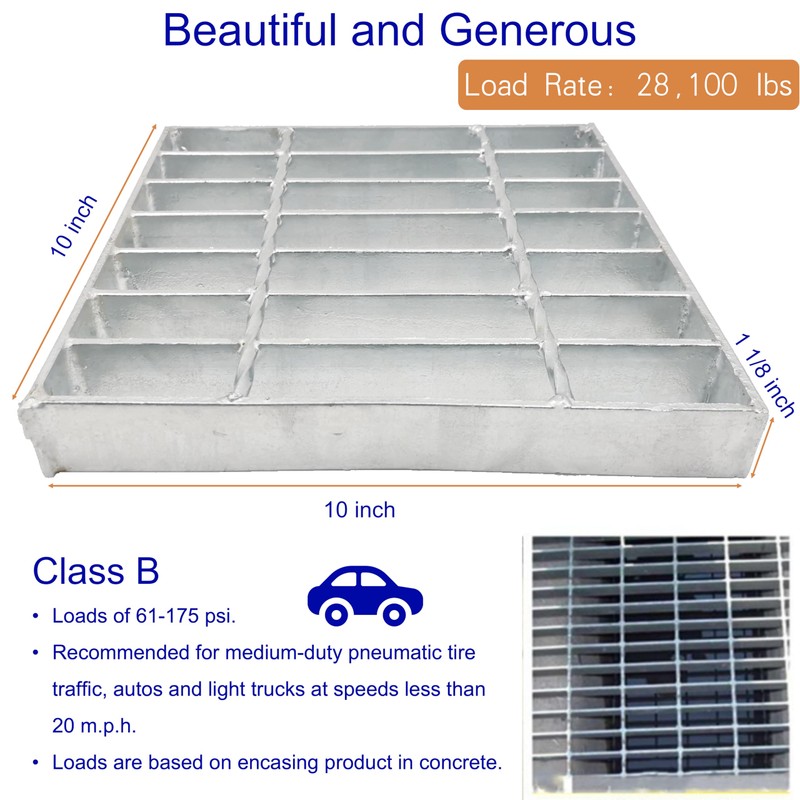 DuuMuut Galvanized Steel Drain Grate, 10x10 Outdoor Drain Cover, B