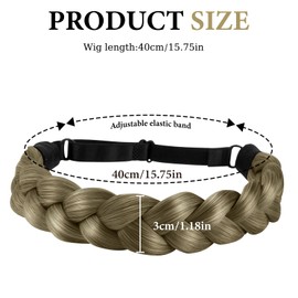 Braided Hair Band, Synthetic Hair Braided Headband, Women's Braided Headband, Elastic Toupee, Adjustable Braided Headband, for Women and Girls, Wedding, Vintage