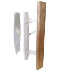 STB Sliding Glass Patio Door Handle Set, Mortise Type, Non-Keyed, White, 3-15/16" Screw Holes