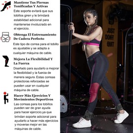 1Par Correas de Tobillo para Máquinas de Cable,Grilletes para Tobillo Gym,Doble D-Ring,Hebilla de Tobillo Fitness para Retroceso,Entrenamiento de Glúteos,Extensión de Piernas,Elástico Ajustable(Negro)