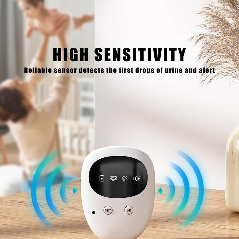 Wireless Bedwetting Alarm (Potty Training, Timer) - White