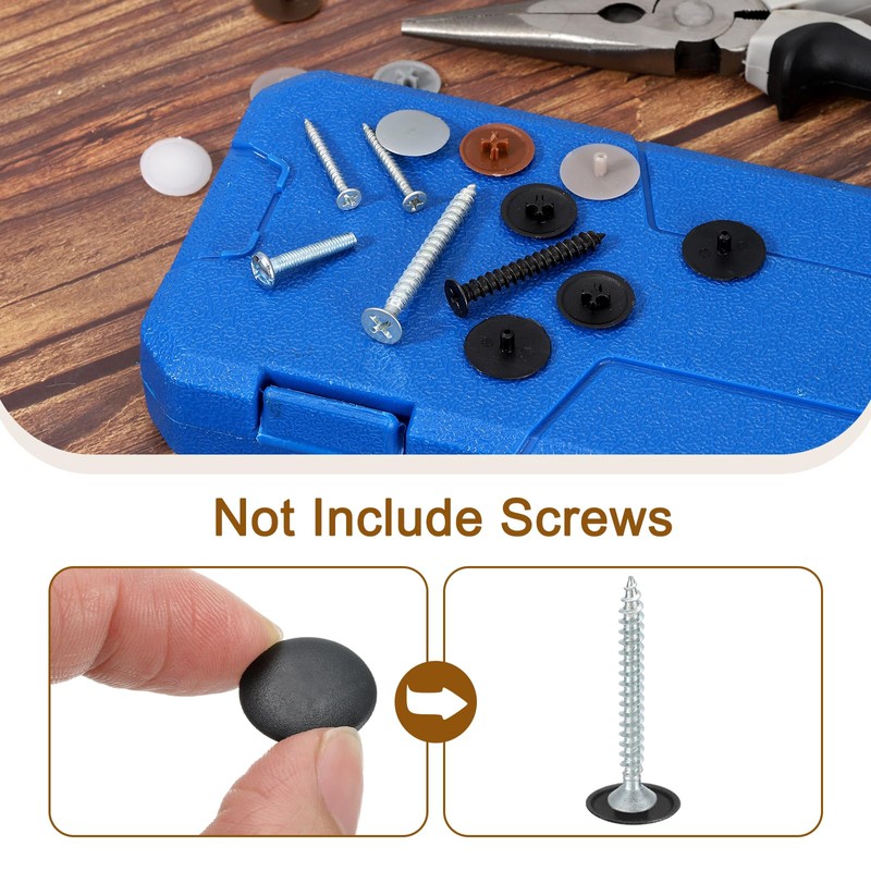 sourcing map 100Pcs Screw Cap Covers, 18 x 4.5mm Plastic