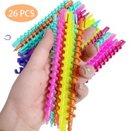 26Pcs Convenient Spiral Hair Perm Rod Set Heatless Wave Spiral Perm Rods Barber Practical Plastic Curling Perm Rod for Hair Salon Home Styling Tools