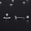 VIKI LYNN 925 Sterling Silver Mini Barbell Dumbbell Stud Earrings