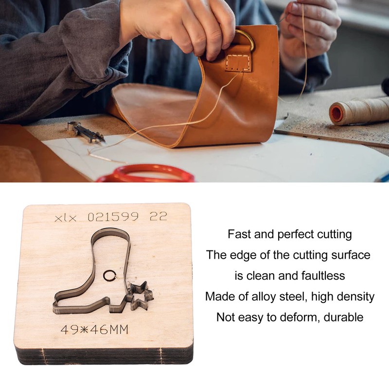 Leather Punching Die Shoe Shaped Alloy Steel Blade Birch Base