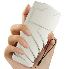 Windproof Mini Travel Folding Umbrella - UPF 50+ Sun & Rain Protection, Small Compact Lightweight Design Fits in Pocket or Bag, Eco-Friendly Fabric Wallet Umbrella for Commuter, Men Women Boys Girls （White）