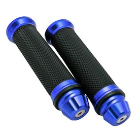 nakira 341 Grip! Bike Grips with Custom Bar End, Aluminum Handle, 0.9 inch (22.2 mm) Diameter, For Motorcycles, (Blue)
