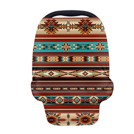 JOAIFO Nativa American Indian Tribal Aztec Stripe Geometry Print Nursing Cover Breastfeeding Scarf Southwest Red Pattern Baby Car Seat Covers, Infant Canopy Stroller Coverage for Girls Boys