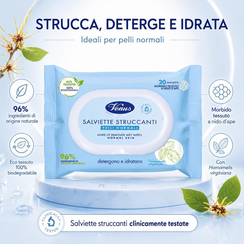 Salviettine Struccanti Venus 20pz Pelli
