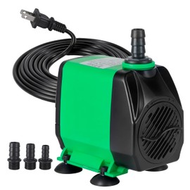 HealSmart 800GPH Ultra Quiet Submersible Pump, 10ft High Lift, 24W Fountain Water Pump with 3 Nozzles for Aquarium, Fish Tank, Pond, Hydroponics, Waterfall, Garden Statuary