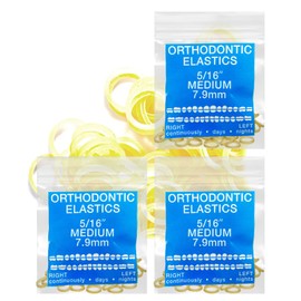 Latex Amber 3 Packs 300 counts 5/16inch Medium Intraoral Elastic Bands Unimedic Orthodontic Elastics Dental Rubber Bands Made in US (MEDIUM, 5/16inch, 8mm)