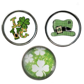 Dragonfly Spirit Designs Snap Charm Shamrock Set of Three 20mm 3/4" Diameter