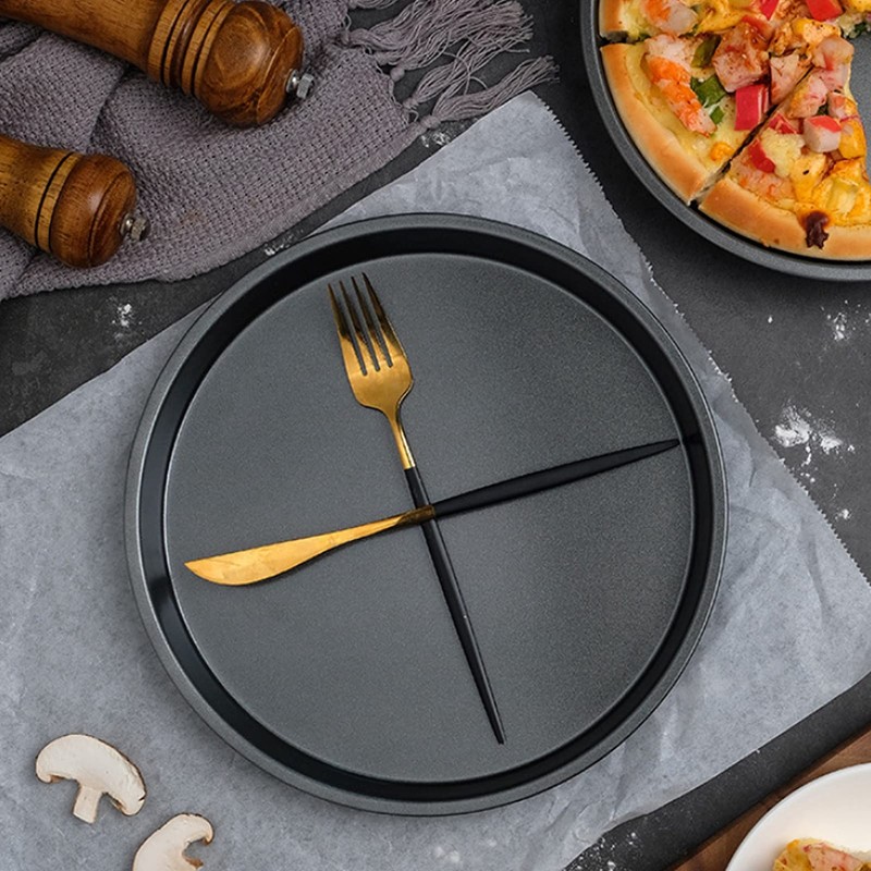 2 Pcs Non-Stick Round Pizza Pan, Deep Thickened Carbon Steel
