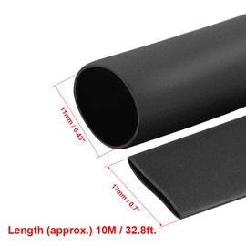 TOP-VIGOR 11mm Heat Shrink Tubing, 10M Length Heat Shrink Sleeving, 2:1 Ratio Heat Shrink Tube for Electrical Insulation, Repairs, Wrap Cable, Wire Connectors, Black