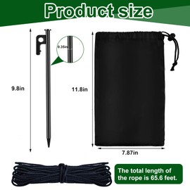 8pack Heavy Steel Pool Cover Anchor Kit for Above Ground Pools Ground Stakes & Wind Ropes Metal Stakes for Pool Cover Ground Anchor Tie Down Kits for Winter Pool Cover Tarp Camping Canopy