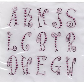 15 Assorted Hot Pink Boingo Rhinestone Iron-On Transfer Bling Initials