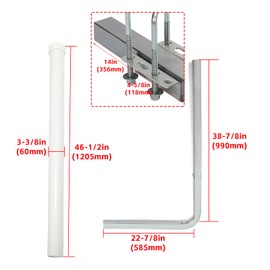 KUAFU 60" Boat Trailer Post Guides Compatible with Ski Boat Fishing Boat Sailboat Trailer Frames up to 3" W x 4-1/4" H with White PVC Pipes (White+Silvery)