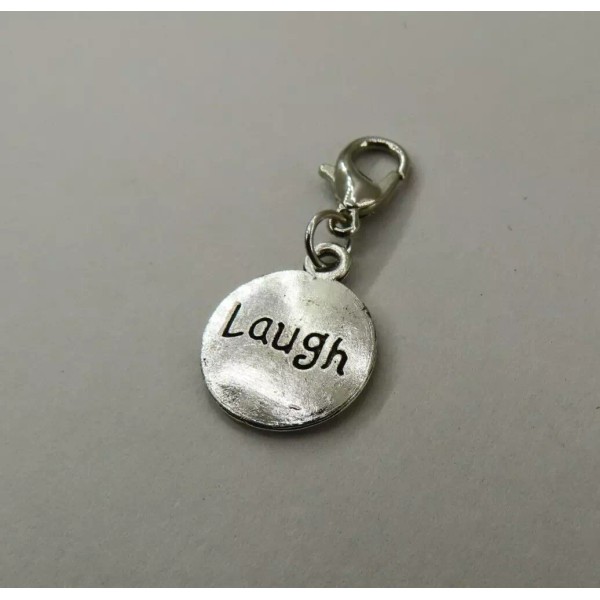 Pemby Studio LAUGH Charm Zipper Pull Keychain Add On Clip