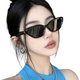 88flix Korean Women's Sunglasses for Women, Cat Eyes, Small Face, UV Protection, Fashion Glass, Travel, Black