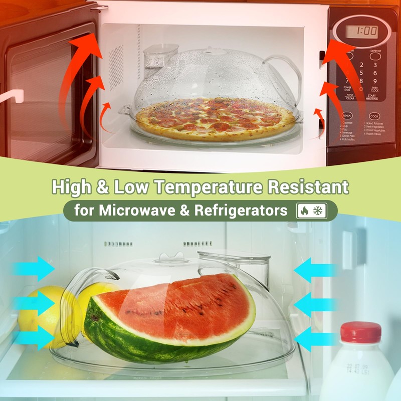 WENWELL Microwave Splatter Cover with Water Steamer,Protect Food Splashes,Dish Bowl