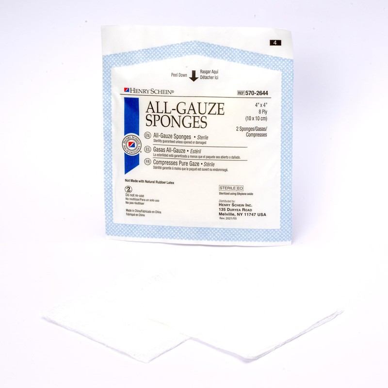 Henry Schein Premium 100% Cotton All-Gauze Sponge 4x4 8 Ply