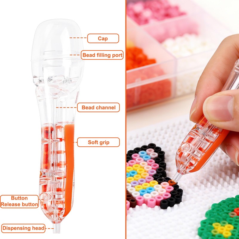 Fuse Beads Pen for 2.6mm Beads, Plastic Transparent Body High