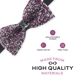 Man of Men Rhinestone Bow Ties for Men - Pre Tied Sequin Bowties with Adjustable Length - Huge Variety Colors Available (Jewels - Purple)