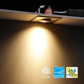 TORCHSTAR 3 Inch Gimbal LED Recessed Light, 10%-100% Dimmable, 7W=50W Recessed Gimbal Downlight, CRI 90+, 2700K Soft White, ETL & Energy Star Certified, Satin Nickel, Square, 120V, Pack of 6