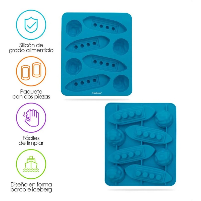 Moldes para Hielo de Silicona Flexible en Forma de Barcos