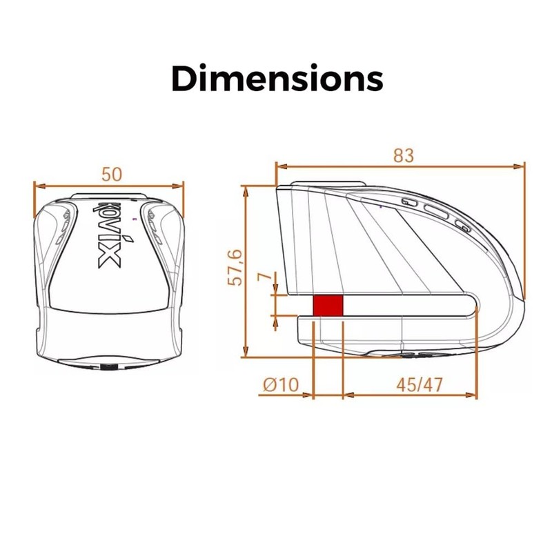KOVIX KNX10 Alarm Disc Brake Lock for Motorcycle 10mm Pin