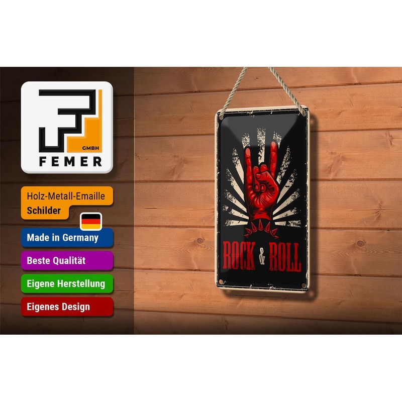 FEMER Tin Sign Retro 12 x 18 cm Rock &