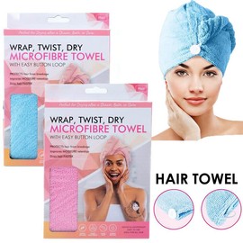 Microfiber Drying Hair Towel Twist and Dry Towel - Pink & Blue Soft
