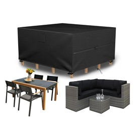 Falflor Outdoor Furniture Waterproof 125x125x74cm Garden Table Cover - Upgraded 420D Furniture Cover for Sofas and Chairs