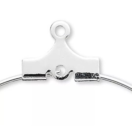 Platinum Beading Hoops, 100 Silver Plated Brass 40mm Round Earring Hoops with Loop