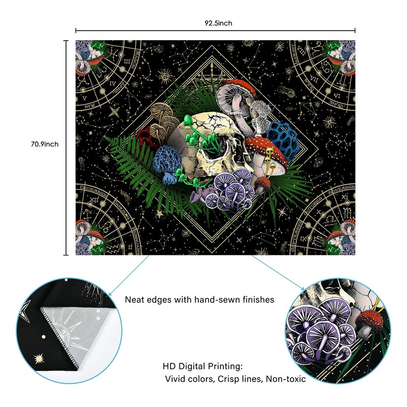 Livole Skull Wall Hanging - Colorful Plants & Starry Constellation