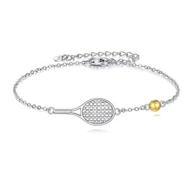 HOPEEZZ S925 Sterling Silver Tennis Anklet For Women Tennis Jewelry (tennis, bracelet,7+2inch)