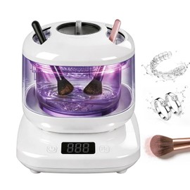Ultrasonic Retainer Cleaner Machine U-V, Automatic Denture and Aligners Cleaning Pod for Night Guards, Mouth Guards and Sonic Jewelry Cleaner for Rings,