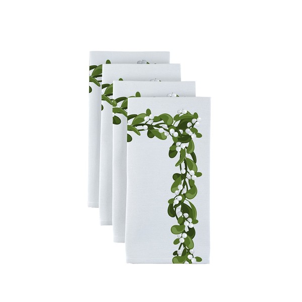 Fabric Textile Products, Machine Washable, 100% Milliken Polyester, Tablecloths, Mistletoe