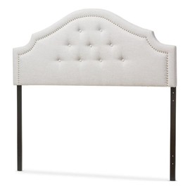 BOWERY HILL Modern Fabric Upholstered Queen Headboard in Beige