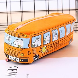 Travel Pencil Holders And Organizers pencil School students case Cats Stationery Large Pencil Organizer (Yellow, One Size) - Color: Orange
