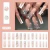 Long Square Rhinestones Press on Nails White French Tip Acrylic