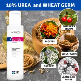 PsoriTIS, Urea 10% Shampoo - Dermatite Seborroica, Cuoio Capelluto incline alla Psoriasi, Forfora, Squame, Pelle Pruriginosa, Infiammata, Sollievo Idratante Lenitivo, Idrata e Normalizza la Cute 120ml