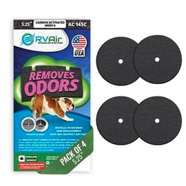 RV Air Carbon Filter – Activated Charcoal Air Filters, MERV 6 Rated, Odor Absorption, Includes 4 Pre-Cut Filters for Recreational Vehicle Air Conditioners, Model 145C 5.25" Round x 0.75" Thick