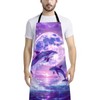 Snilety Purple Dolphin Apron for Women with Pocket Waterproof Canvas