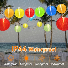 Pallerina Multicolor Lantern String Lights,25ft 10pcs Chinese Lanterns with G40 LED Light Bulb,Plug-in Nylon Hanging Lanterns Lights for Outdoor,Patio, Backyard, Summer Party,Garden,Festival