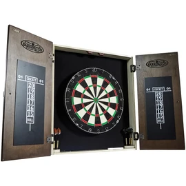 Barrington Bellevue Wood Dartboard Cabinet with 18-Inch Bristle Dartboard and Steel Tip Dart Set Perfect for Cricket Games